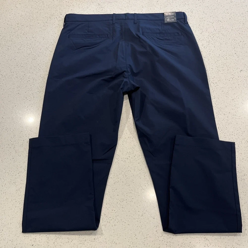 New J Crew Tech Pant Men 35x32 Navy Stretch Moisture Wick UPF 50+ Golf Chino NWT